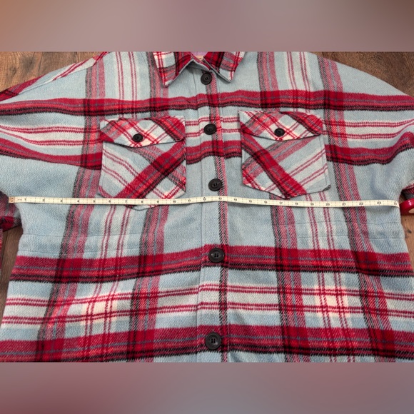 We The Free Blue Red Black Plaid Check Shirt Shacket - Picture 11 of 12